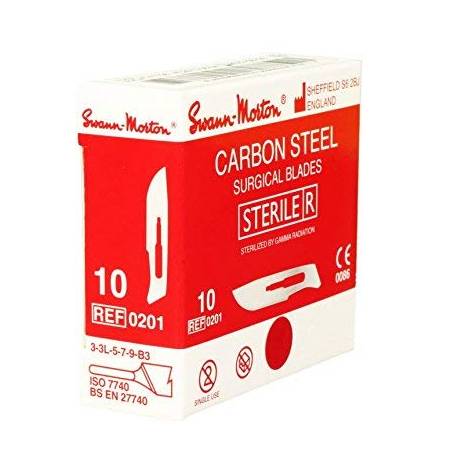 Swann-Morton #10 Sterile Surgical Blades, Carbon Steel [individually packed, box of 100]